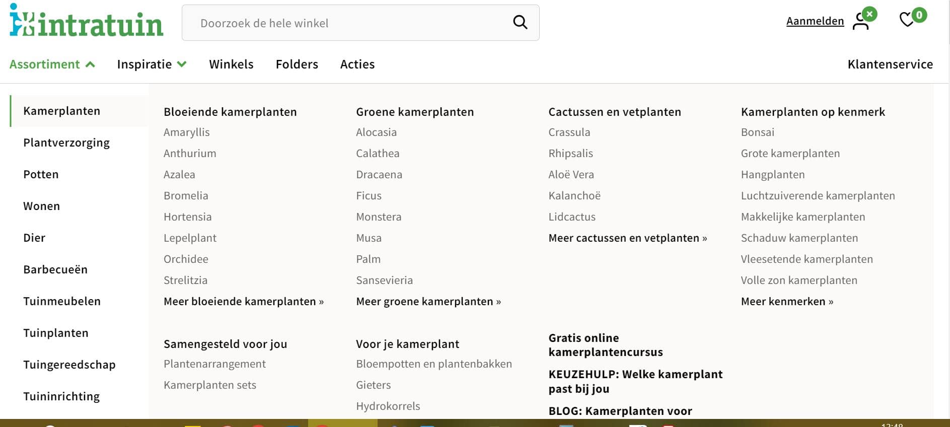 screenshot blogcategorieën website Intratuin